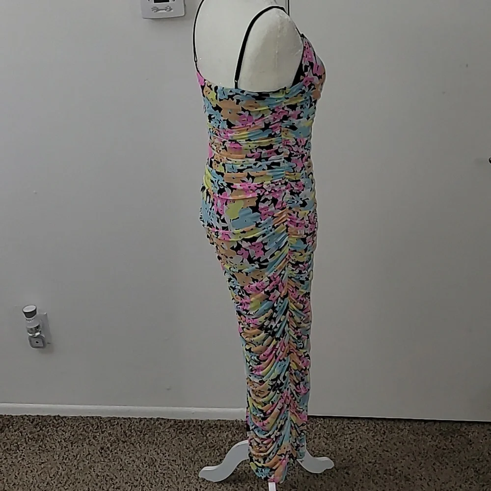 ARFM Ruched Mesh Midi Slipdress in Sky Floral Size Large NWT - Picture 13 of 15